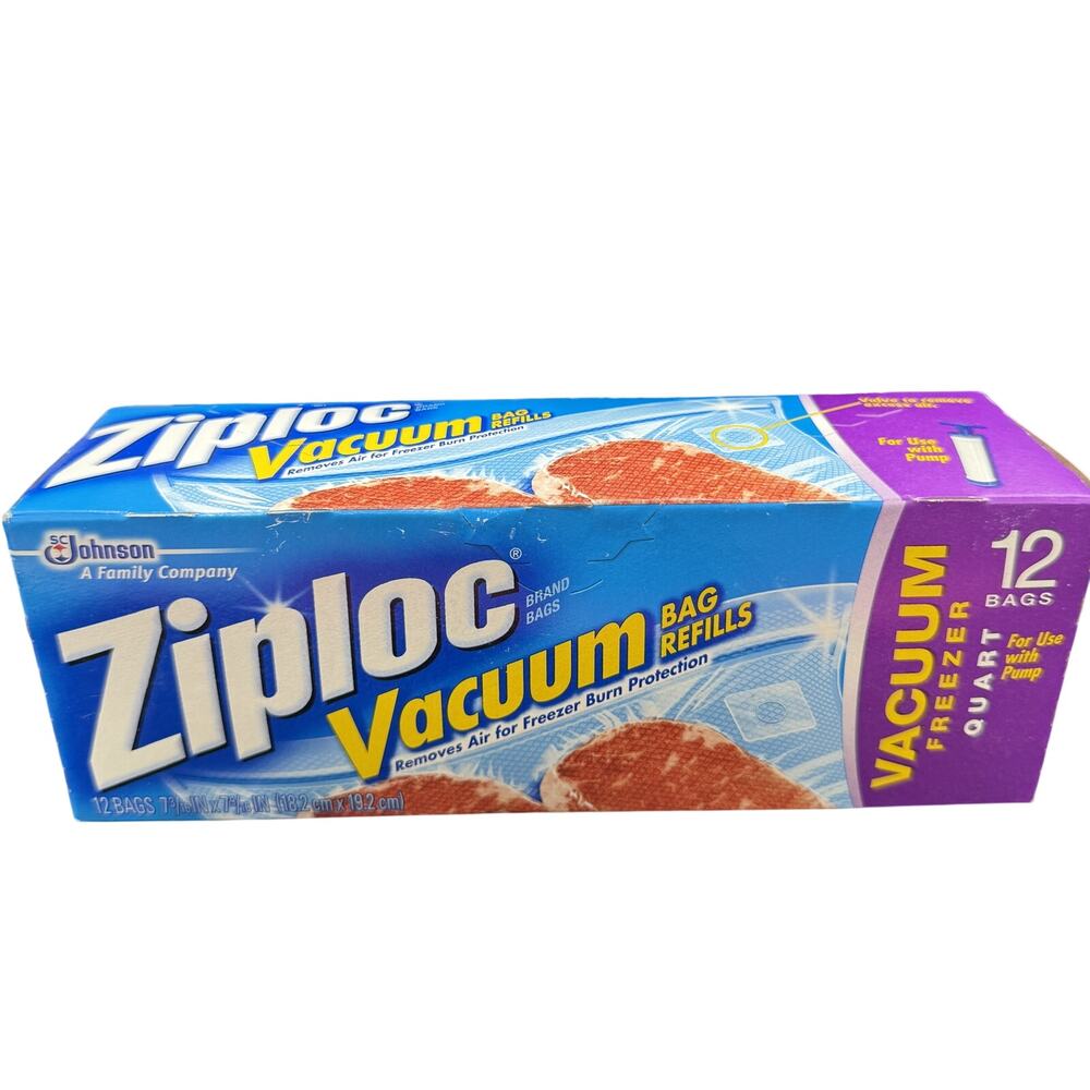 🥩 Ziploc Vacuum Freezer Bag Refills Lot 12 Quart Bags + 4 Quart & 1 Gallon New